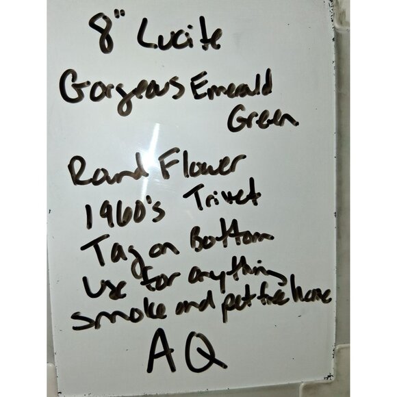 Mcm Solid 8"Lucite Emerald Green Sunflower Retro Vintage - Picture 8 of 8